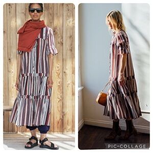 Apiece Apart “Los Altos Sienna” Stripped Midi Dress